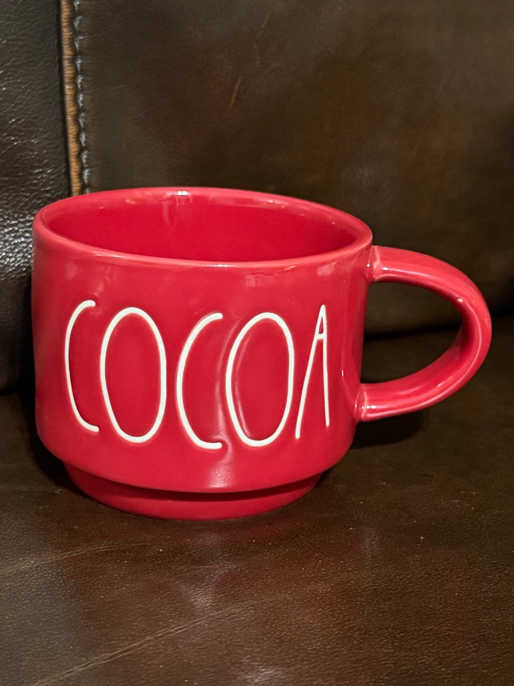 Rae Dunn red ceramic coffee tea mug cup COCOA for hot chocolate (1)